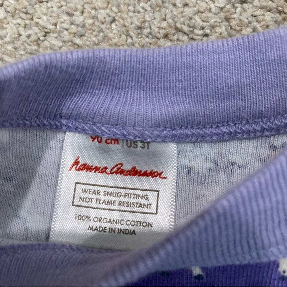 3T Hanna Andersson Summer Pajamas Set, purple, unicorns - Picture 2 of 4